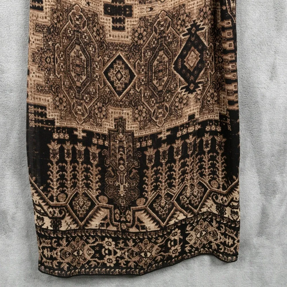 EMANUEL UNGARO 100% Silk Faux Wrap Midi Skirt Persian Tapestry Geo Print Sz 4P